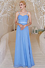 Blau Abendkleid Spaghett V-Schnitt Brautjungfer -