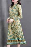 New Green Women Printed Floral Party Summer Holiday Dress