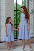 New Mommy and Me Blue and white Plaid Summer Holiday Dress