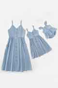 Mommy and Me Summer Spaghetti Straps Family Matching Dresses Outfit
