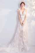 Longue Tulle Col en V Robe de Mariée