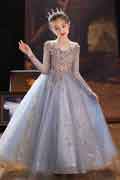 A-line Round Long Sleeves Tulle Flower Girl Dresses