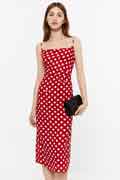 New Summer Spaghetti Red Polka Dot Dress Pencil Dress