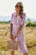 Women Summer Beach Dress Floral Print Holiday Maxi Dress