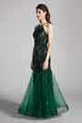 Green Halter Shiny Sequins Tulle Party Evening Dress