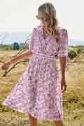 Women Summer Beach Dress Floral Print Holiday Maxi Dress