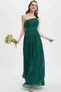 Ein Schulter Grün Hochzeit Party Brautjungfernkleid