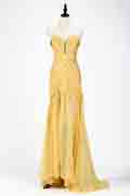 SexyYellow Chiffon Ruched Corset Evening Dress