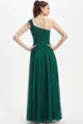 Ein Schulter Grün Hochzeit Party Brautjungfernkleid