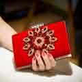 Red Tanpell Womens Crystal Evening Clutch Handbag
