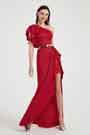 Ein Schulter Rot Hoch Slit Damen Abendkleid