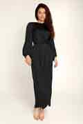 New Women's Elegant Empire Waist Long Sleeve Satin Maxi Dress