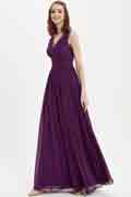 SexyV-Cut Purple Long Wedding Bridesmaid Dress