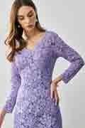 Lovely Purple V-Cut Lace Appliques Day/ Party Dress