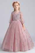 Sparkle Sequins Sleeves Tulle Party Flowergirl Dresss