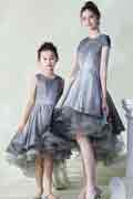 New Mommy and Me Shiny Grey Tulle Princess Dress