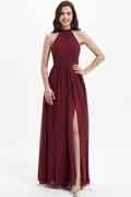 Chiffon Halter Floor‑Length Bridesmaid Dress for Wedding Party