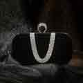 Women's Velvet Evening Bag with Rhinestones