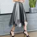 Women's Sheer Tutu Skirt Tulle Mesh Layered Midi Skirt
