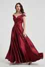 Rot V-Ausschnitt Plissee Elegant Party Ballkleid