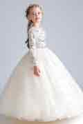 Weiße Stickerei Spitze Tüll Blumen Mädchen Kleider