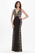 Sexy V-Schnitt Schwarz und Spitze Anlass Partykleid