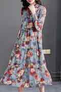 Floral Printed Chiffon Holiday Summer Party Dress