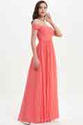 Freischulter Koralle Hochzeit Brautjungfernkleid