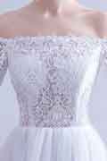 Sexy OFF Shoulder Sleeves White Tulle Wedding Dress