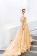 New Gold Off Shoulder Shiny Party Evening Prom Dress