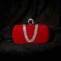 Women's Velvet Evening Bag with Rhinestones