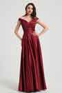Rot V-Ausschnitt Plissee Elegant Party Ballkleid