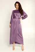 New Women's Elegant Empire Waist Long Sleeve Satin Maxi Dress
