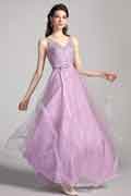 Purple V-cut Straps Lace Tulle Ball Evening Dress