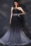 Shiny One Shoulder Gradient Grey Party Prom Dress