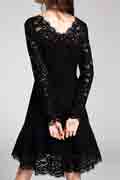 New Black Round Neckline Short Sleeves Elegant Dress