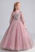 Sparkle Sequins Sleeves Tulle Party Flowergirl Dresss
