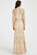 Robe de Soirée Or En Dentelle de Brodée