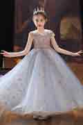 A-line Round Long Sleeves Tulle Flower Girl Dresses