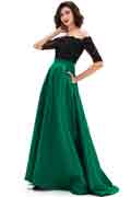 Robe de Bal Verte Avec Dentelle à Épaules Dénudées
