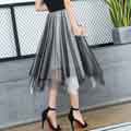 Women's Sheer Tutu Skirt Tulle Mesh Layered Midi Skirt