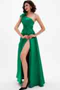 Robe de Bal Longue Verte à Une Bretelle