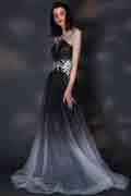 Shiny One Shoulder Gradient Grey Party Prom Dress