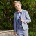 Boys Suit Classic 2 Button Plaid 5 Pieces Fit Suits