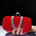 Women's Velvet Evening Bag with Rhinestones