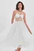 weiß Korsett Polyester Knochen Tüll Cocktail Kleid