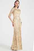 Robe de Soirée Or En Dentelle de Brodée