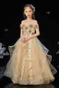 New Off Shoulder Tulle Appliques Floor length Flower Girl Dress