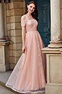 Neu Orange-Rosa lang Pailletten Party Abendkleid