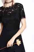 New Black Round Neckline Short Sleeves Elegant Dress